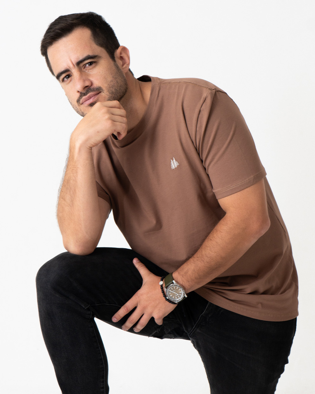 Camiseta Cuello Redondo Café