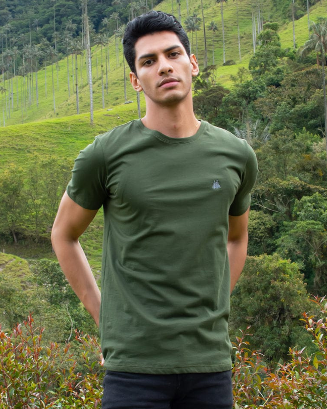 Camiseta Cuello Redondo Verde Militar
