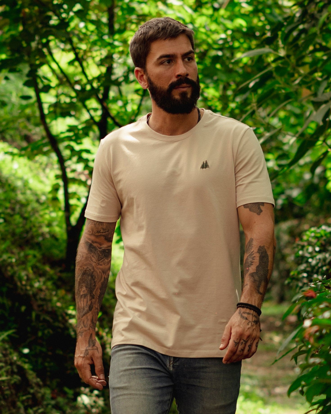 Camiseta Cuello Redondo Beige