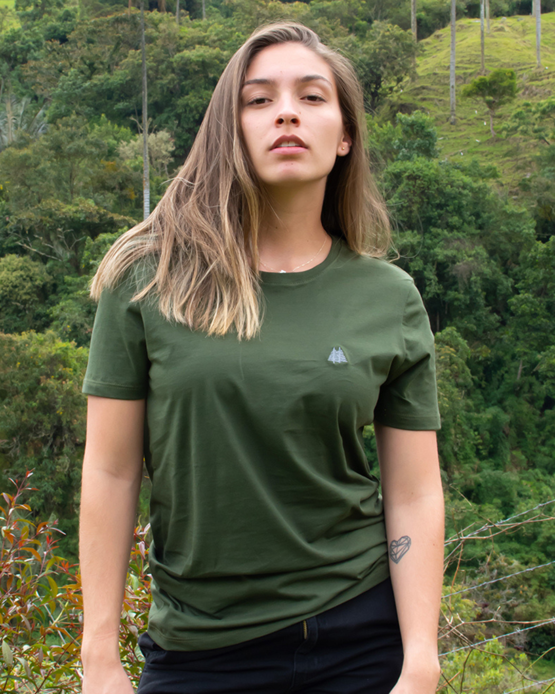 Camiseta Cuello Redondo Azul Verde