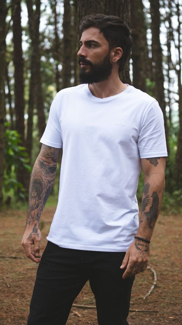 Camiseta para Hombre Cuello Redondo Blanco 95% algodón - Image 4