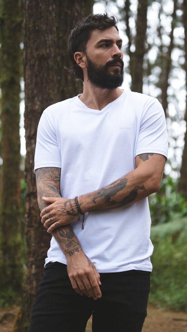 Camiseta para Hombre Cuello Redondo Blanco 95% algodón - Image 5