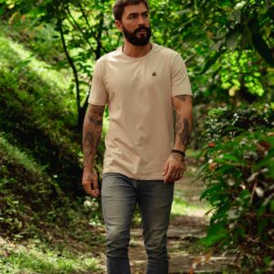 Camiseta Cuello Redondo Beige 95% algodón