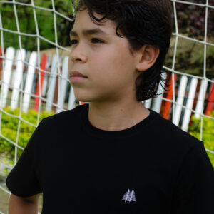 Camiseta para niño Cuello Redondo Negro 95% algodón