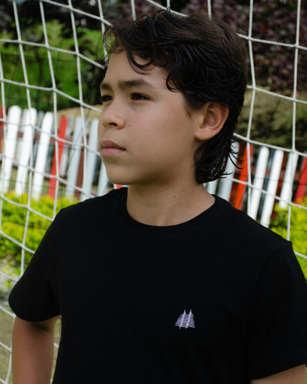 Camiseta para niño Cuello Redondo Negro 95% algodón