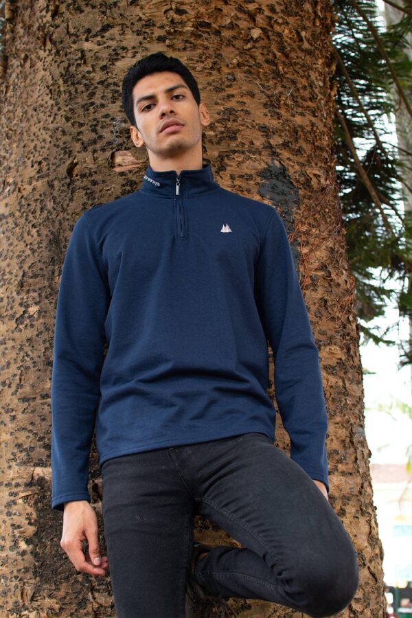 Saco Half Zip hombre Azul en Algodón  - Selvato | Tienda de ropa 100% Colombiana