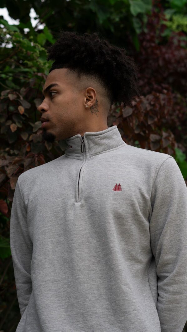 Saco Half Zip para hombre Gris Claro 50% algodón orgánico 50% Botellas PET