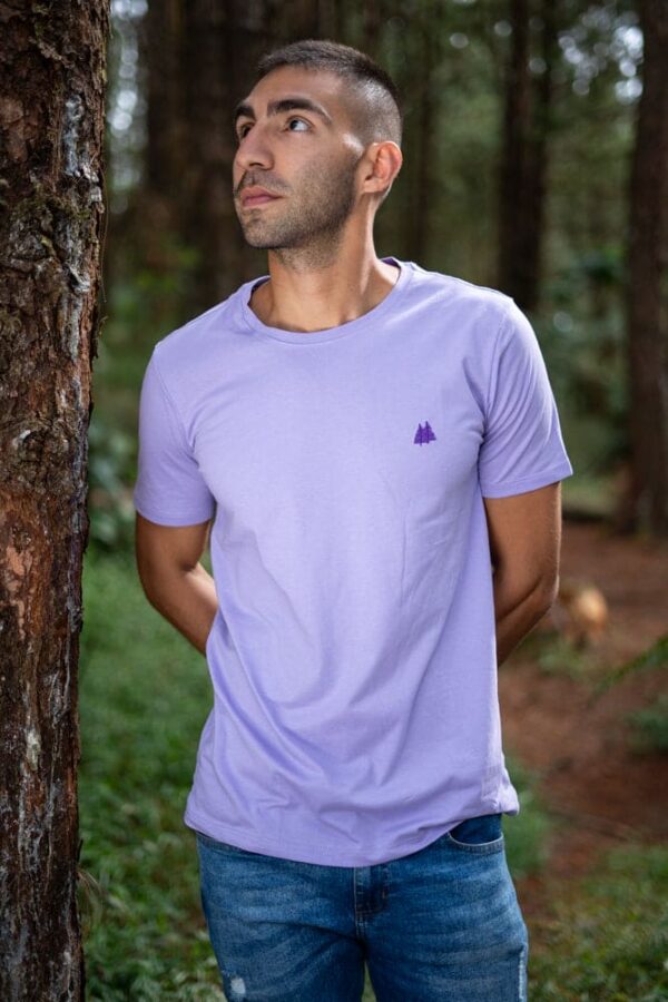 Camiseta Cuello Redondo para hombre Lila en 95% Algodon