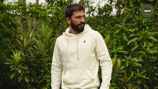 Hoodie Hombre Crema en 100% algodon perchado