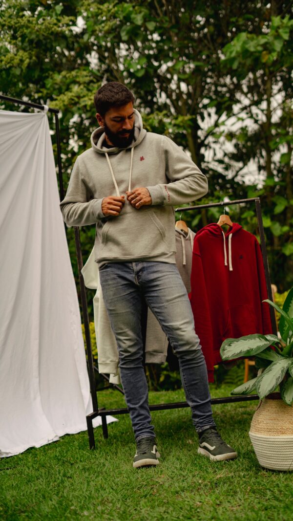 Hoodie Hombre Gris Claro Selvato Algodón 100% Perchado - Image 2