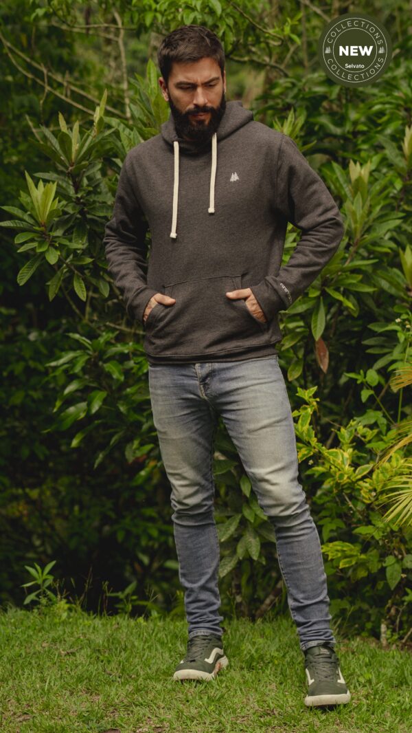 Hoodie Hombre Gris oscuro en 100% Perchado