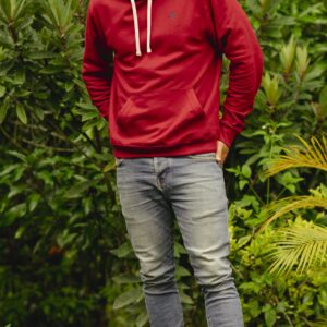 Hoodie Hombre Rojo en 100% algodón Perchado