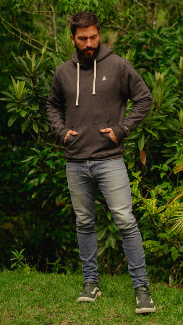Hoodie Hombre Gris oscuro en 100% Perchado - Image 2