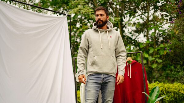 Hoodie Hombre Gris Claro Selvato Algodón 100% Perchado - Image 4