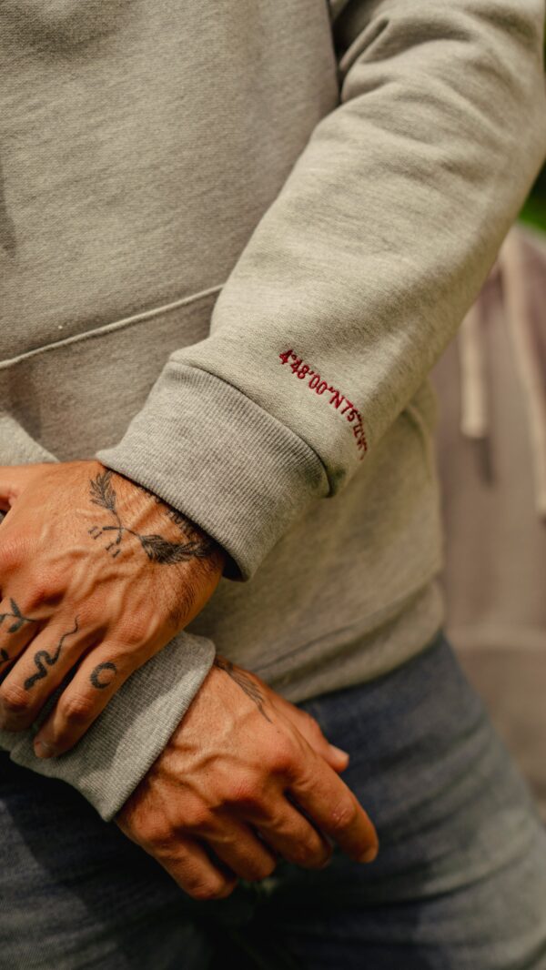 Hoodie Hombre Gris Claro Selvato Algodón 100% Perchado - Image 3